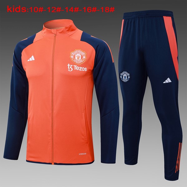 Niños Chandal Manchester United 2024 2025 Naranja Azul 3